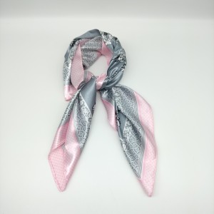 Gray pink retro small silk scarf